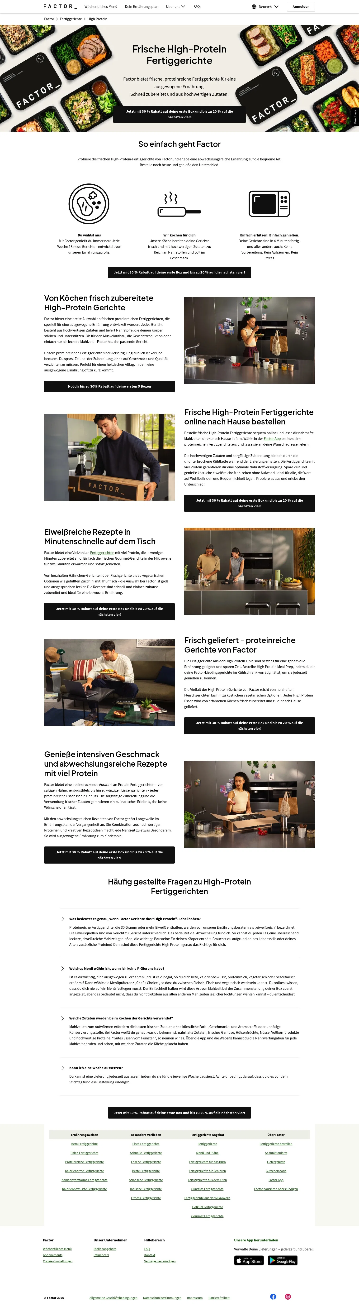 factormeals.de/fertiggerichte/high-protein on desktop, full screenshot