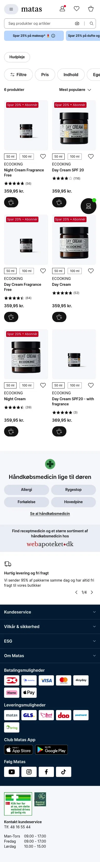 matas.dk/produkter/826645-826646-804182-1025358-826647-826648 on mobile, full screenshot