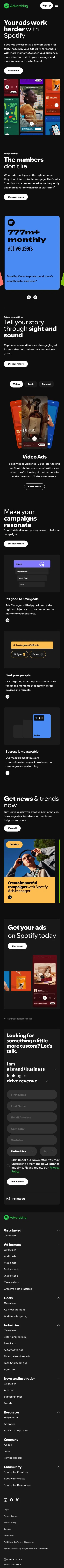 ads.spotify.com/en-US on mobile, full screenshot