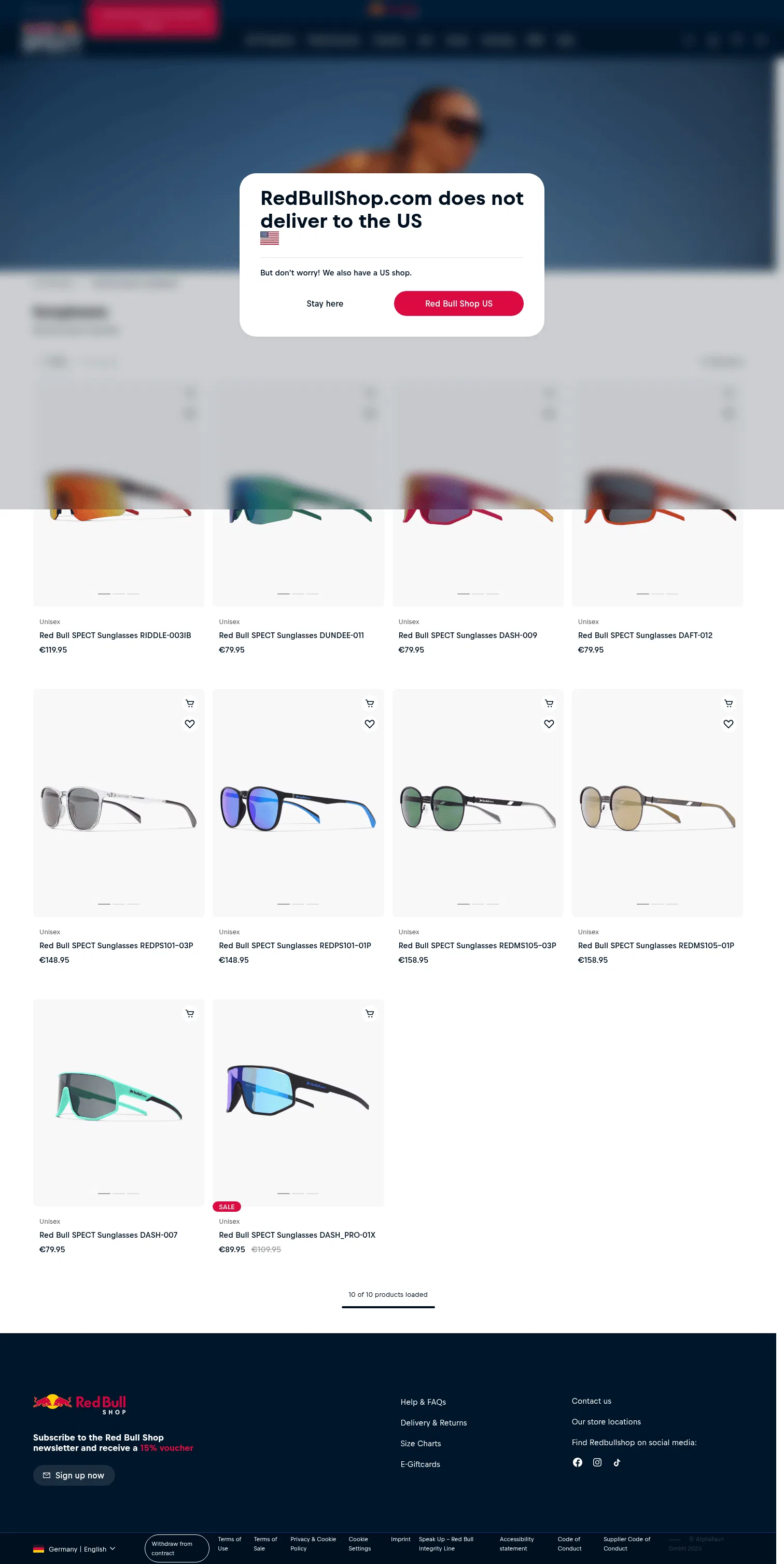 redbullshop.com/en-int/c/spt-sunglasses on desktop, full screenshot
