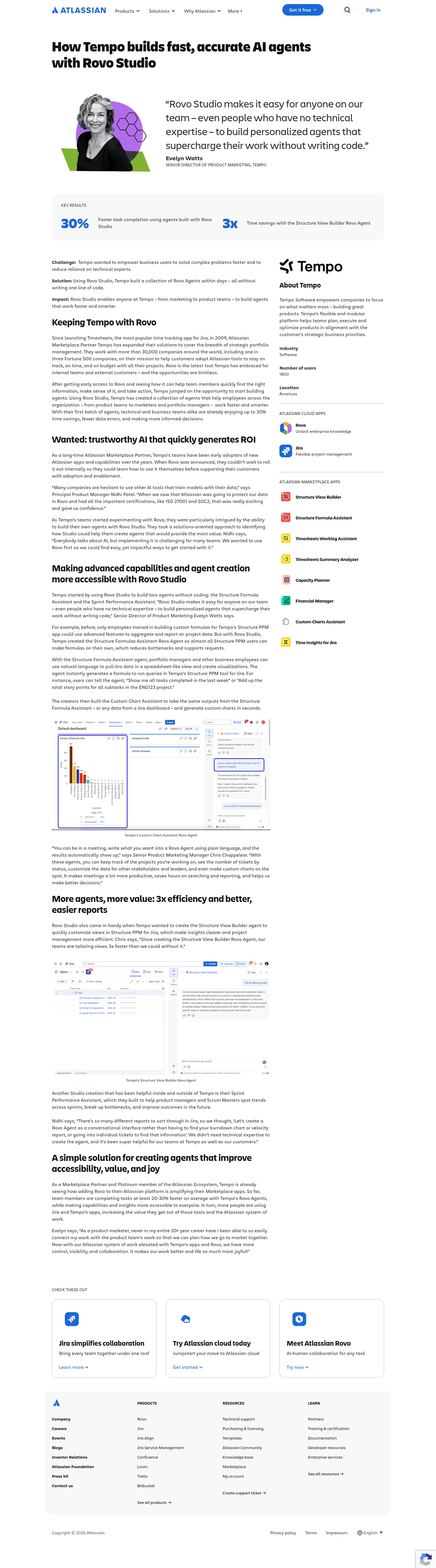 atlassian.com/customers/tempo on desktop, full screenshot