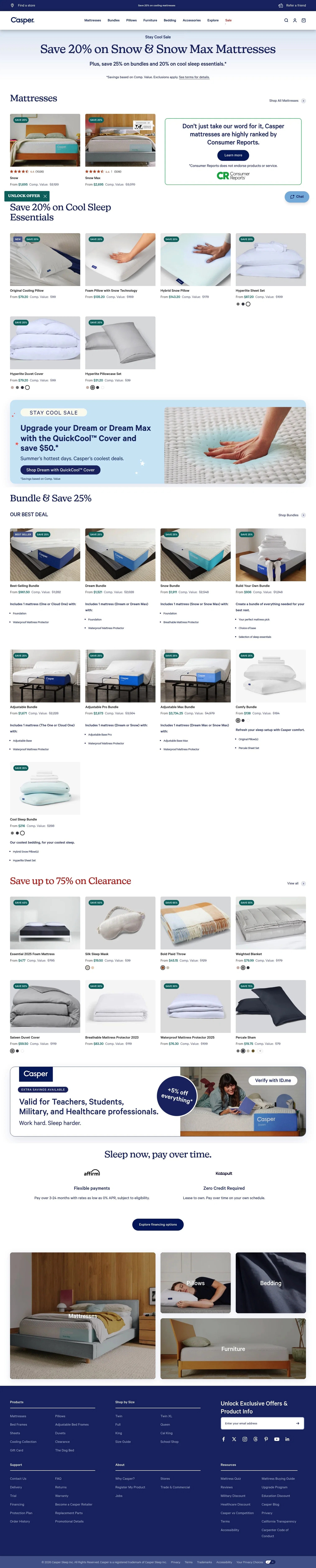 casper.com/pages/stay-cool-mattress-sale on desktop