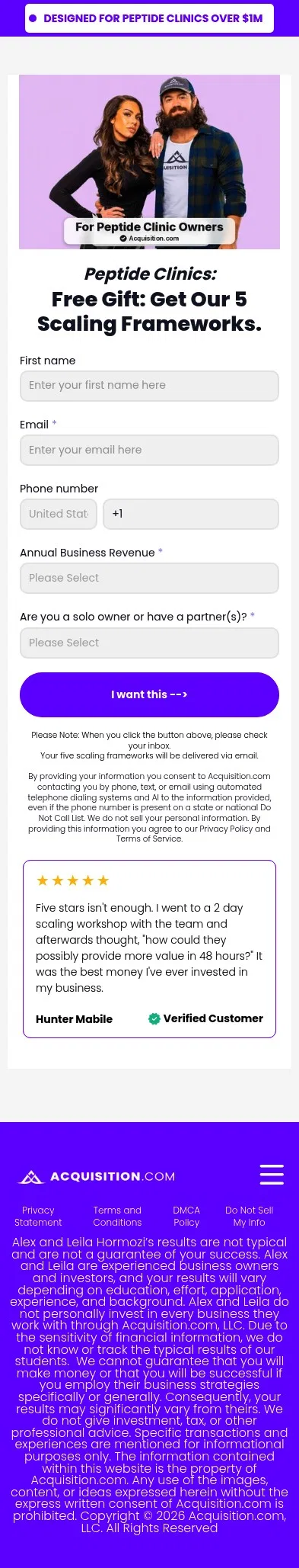 acquisition.com/opt-in-pept-cl on mobile, full screenshot