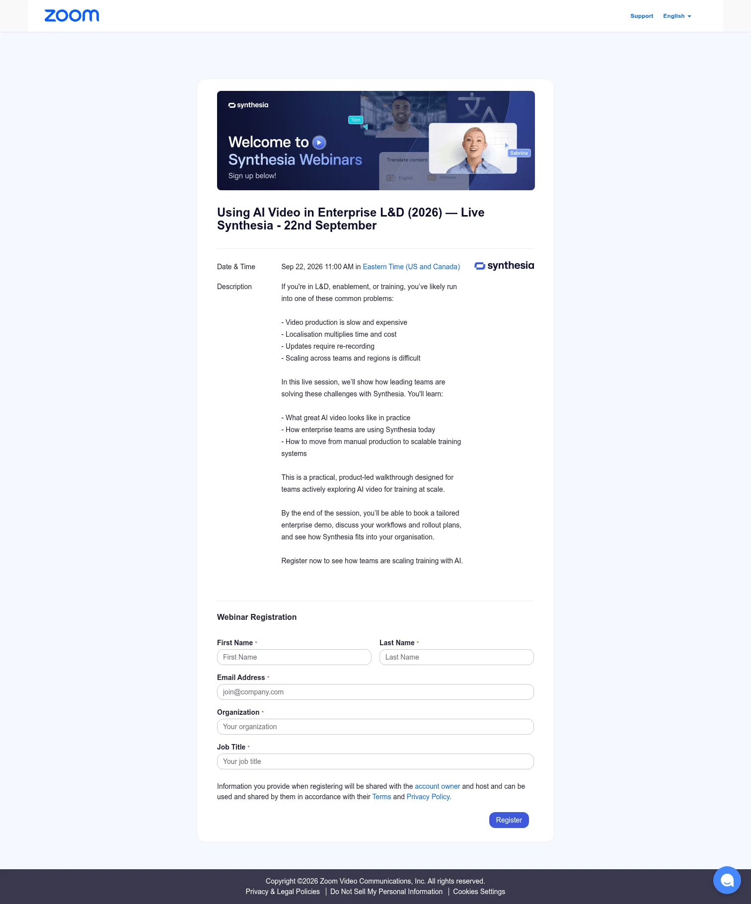 Synthesia landing page