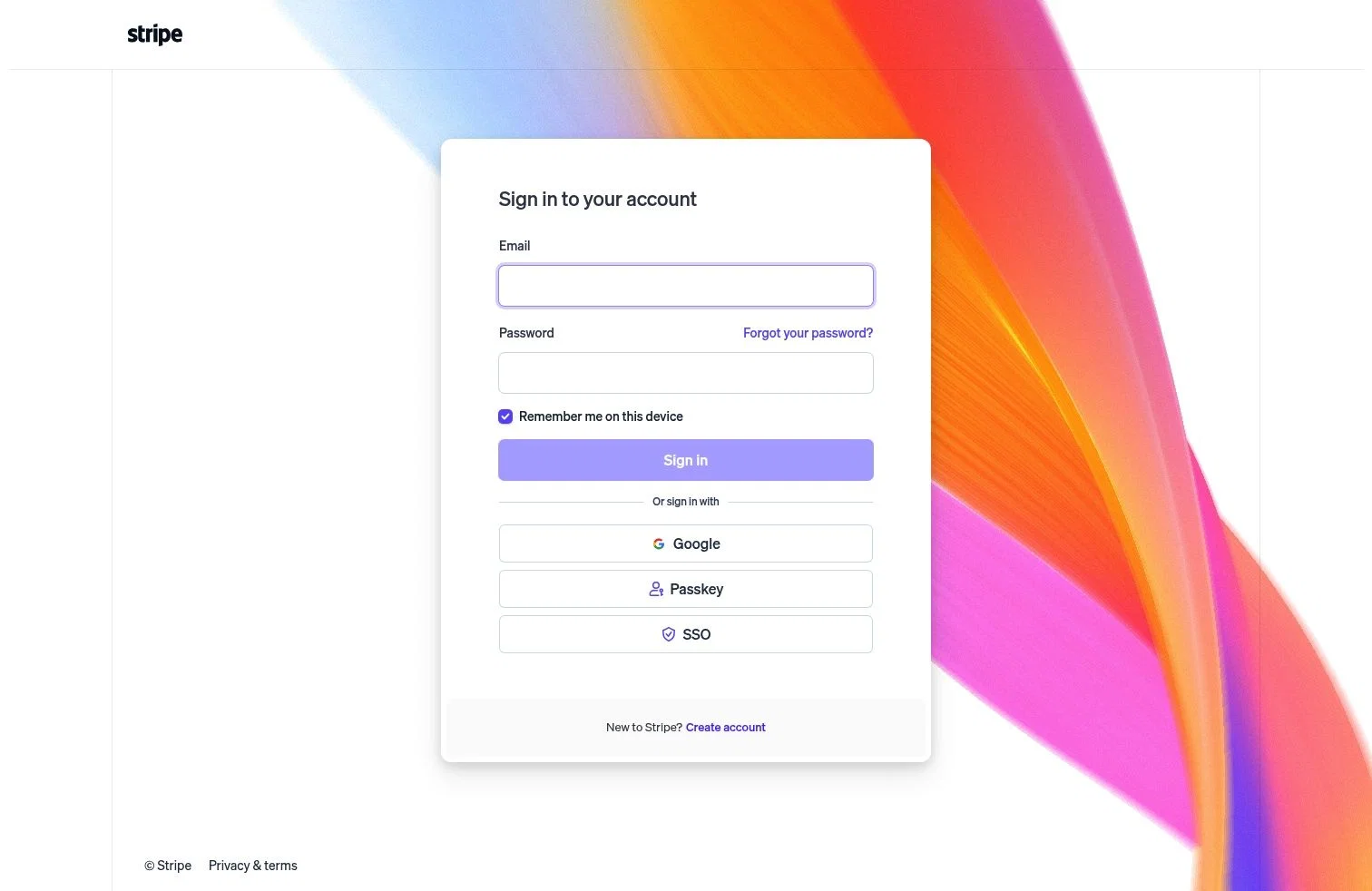 dashboard.stripe.com/login on desktop