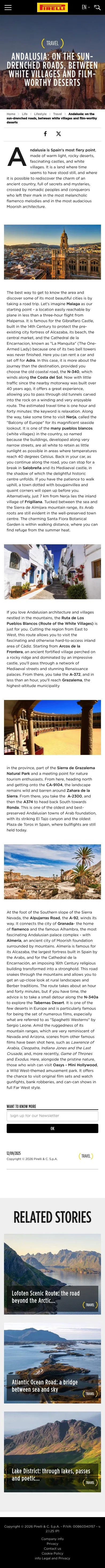 pirelli.com/global/en-ww/life/lifestyle/travel/andalusia-on-the-road-177036 on mobile, full screenshot