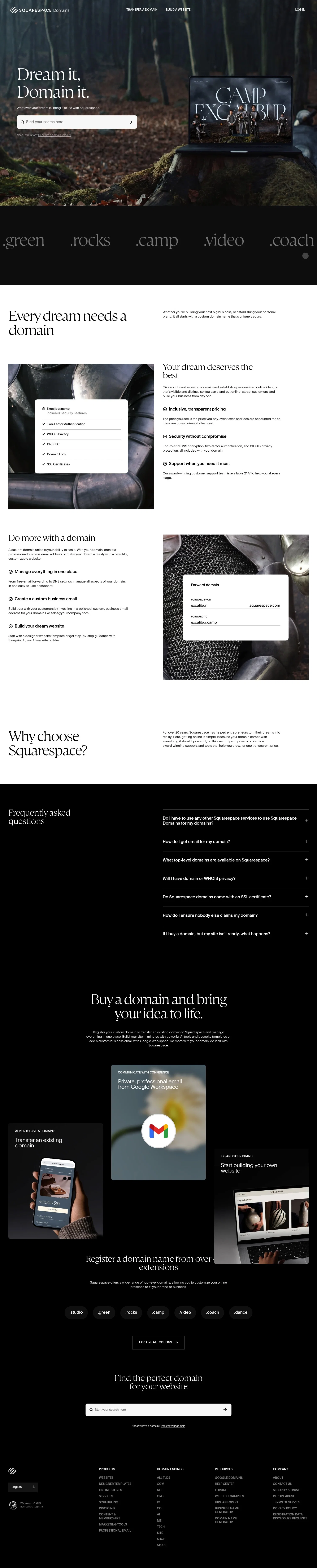 domains.squarespace.com/dream-it-domain-it on desktop