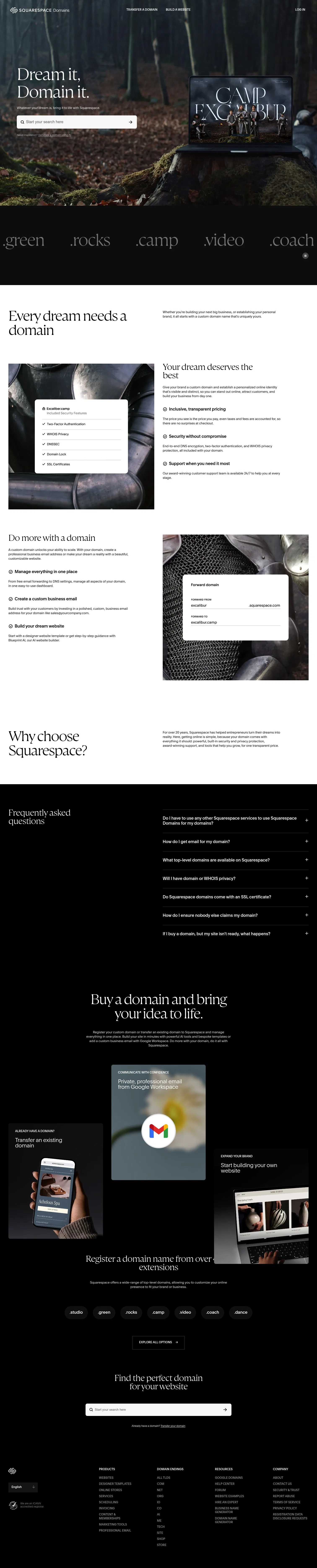 domains.squarespace.com/dream-it-domain-it on desktop, full screenshot