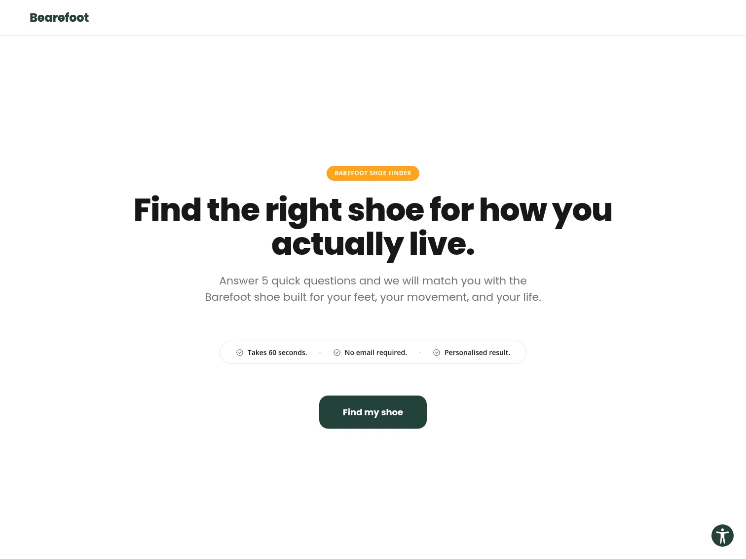bearefoot.com/pages/quiz-01 on desktop, full screenshot