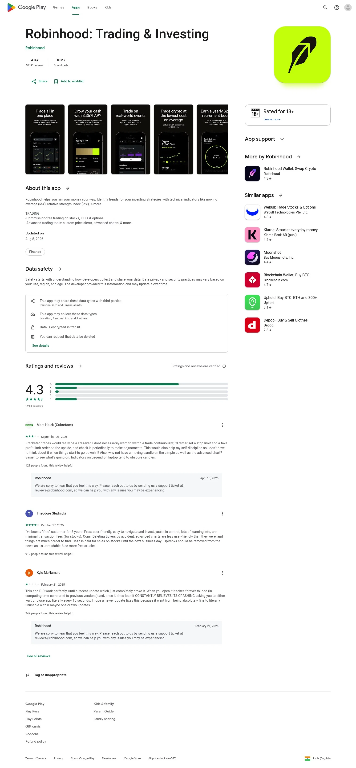 Robinhood landing page