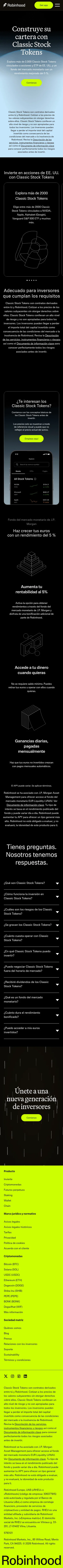robinhood.com/eu/es/invest on mobile, full screenshot