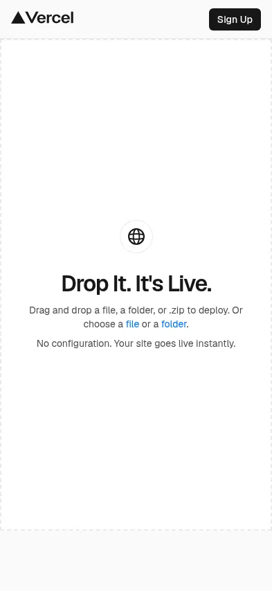 vercel.com/drop on mobile, full screenshot