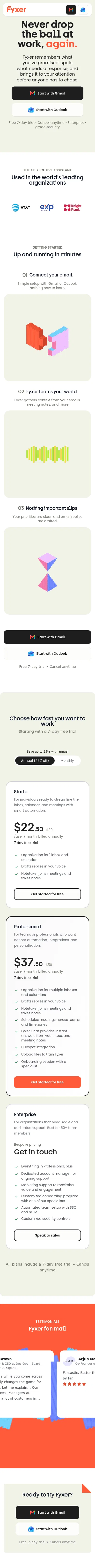 fyxer.com/me/nothing-slips on mobile, full screenshot
