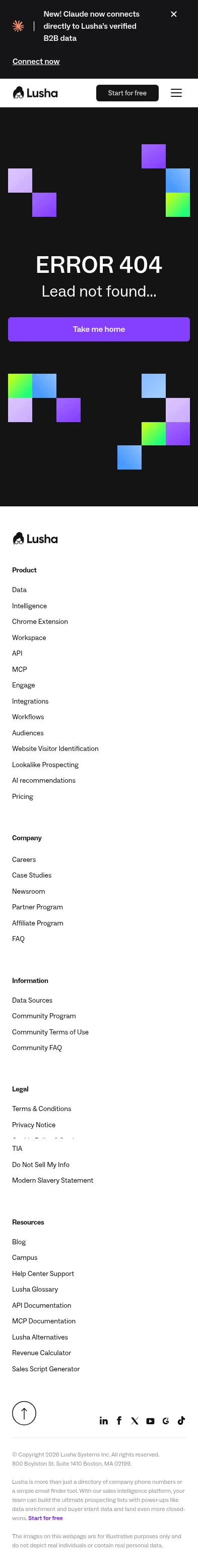 lp.lusha.com/new-v2-sales-intelligence-platform-plg on mobile, full screenshot