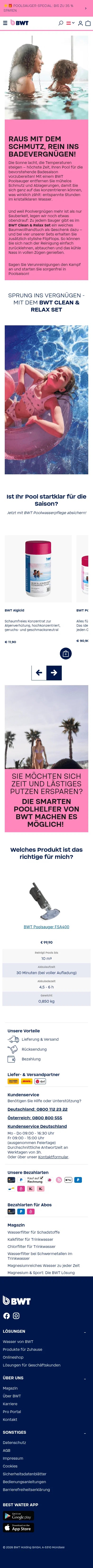 bwt.com/de-at/shop/fsa-pool on mobile