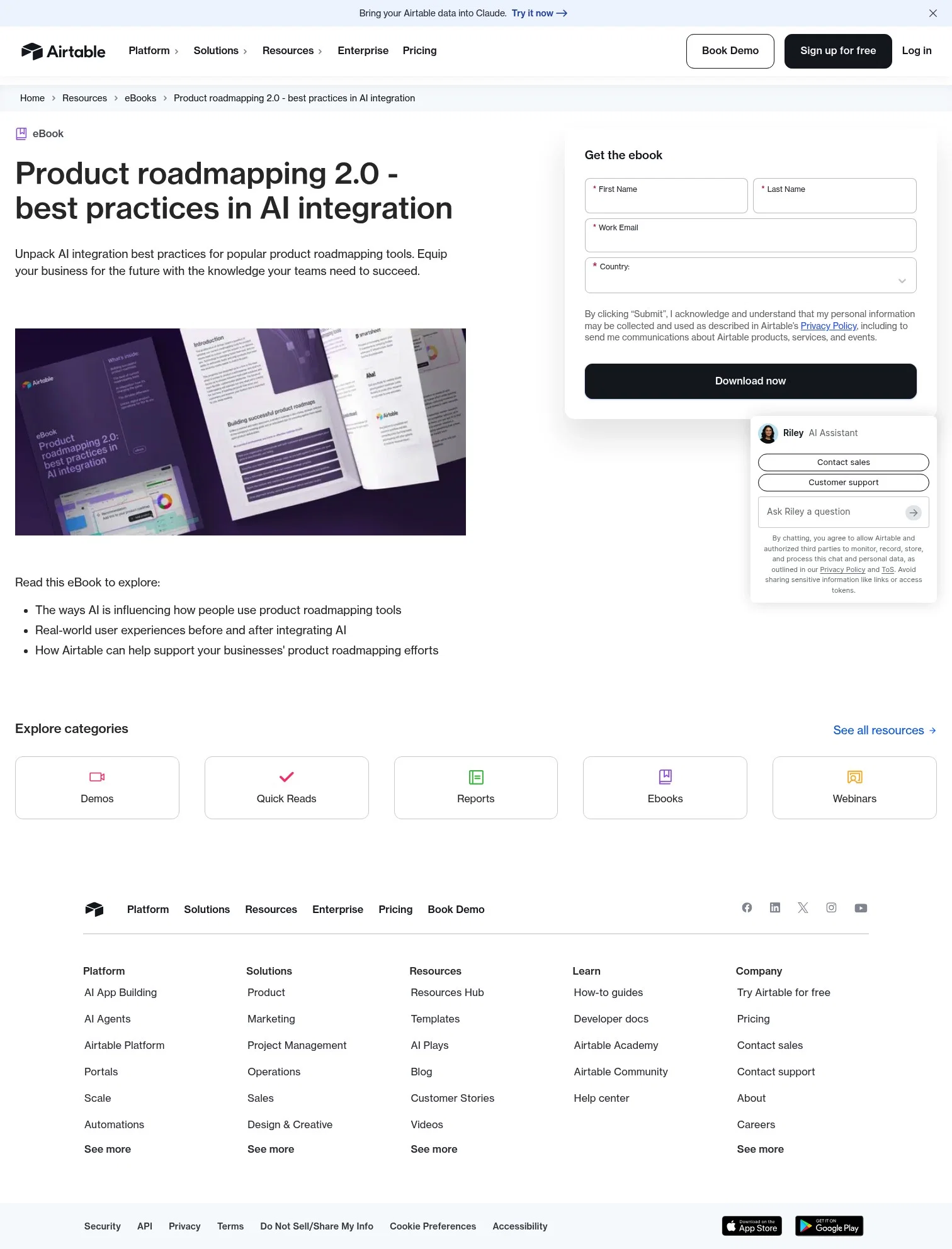 Airtable landing page