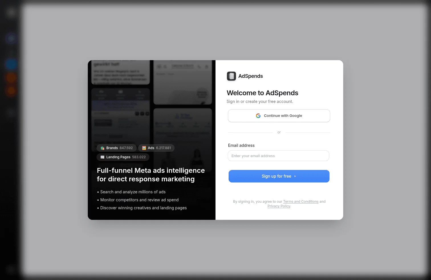app.adspends.com/landingpages on desktop