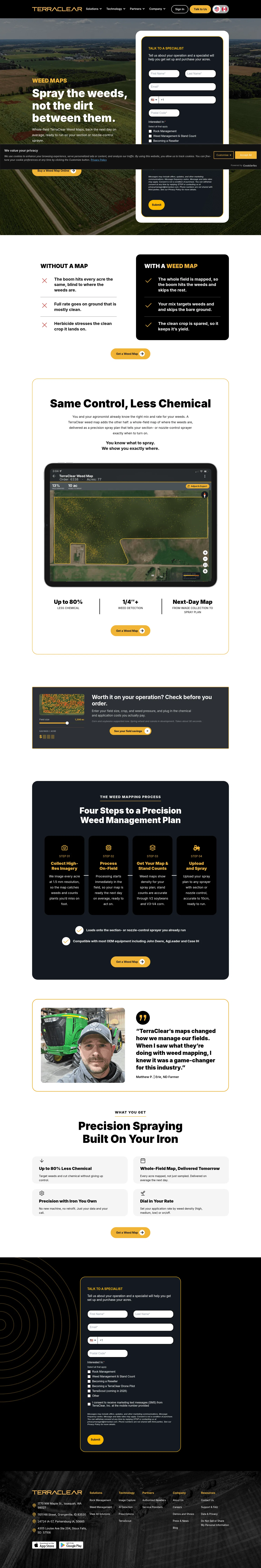 terraclear.com/weed-maps on desktop, full screenshot