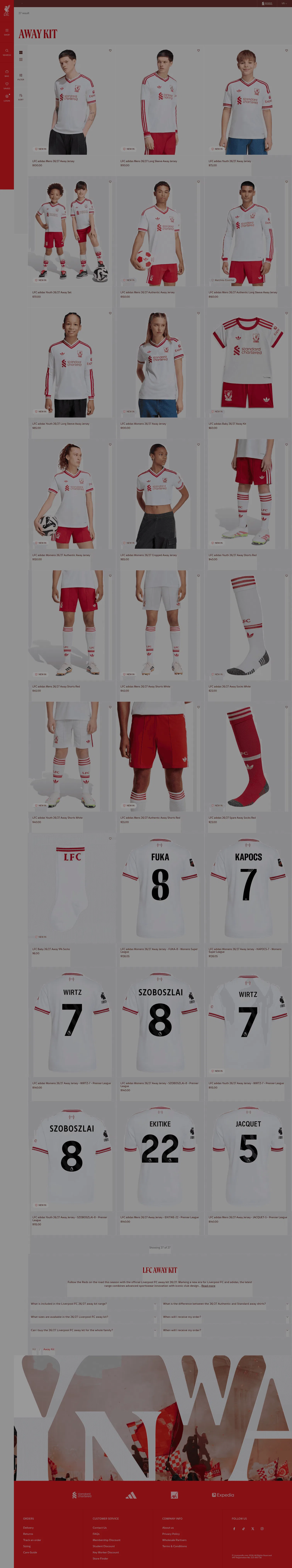 store.liverpoolfc.com/en-us/kit/away-kit on desktop, full screenshot