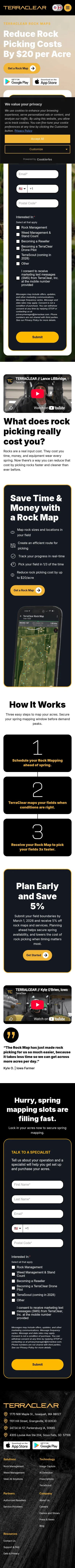 terraclear.com/book-now on mobile, full screenshot