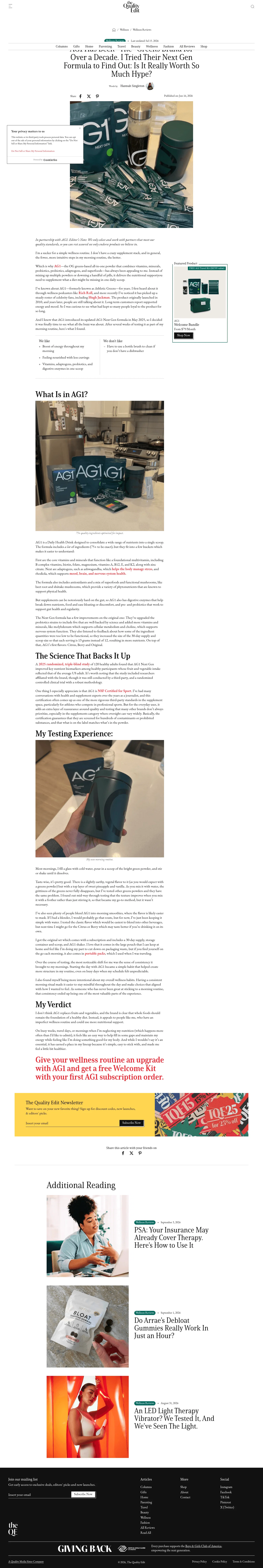 thequalityedit.com/articles/ag1-supplement-review on desktop