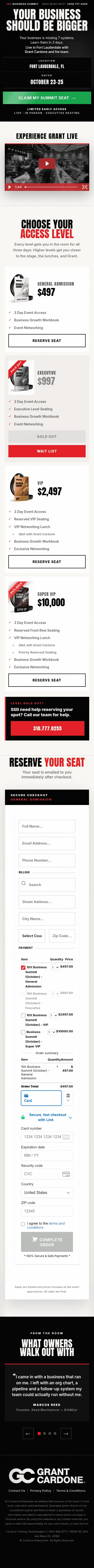 10xbusinesslive.com/business-summit-checkout-dates-2 on mobile, full screenshot