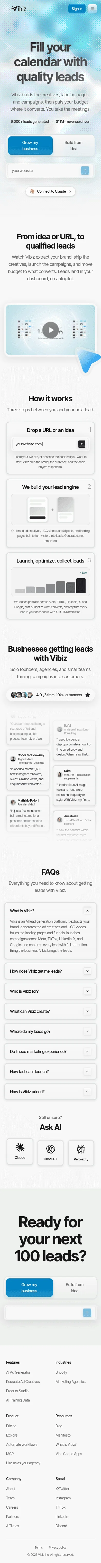 vibiz.ai on mobile