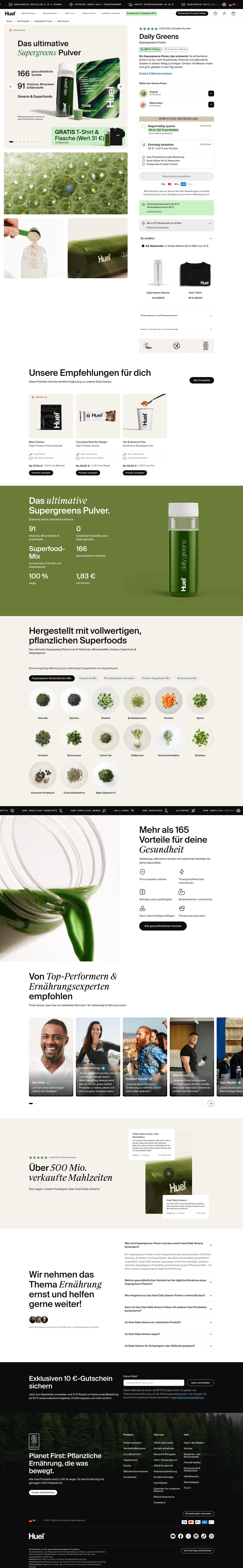 huel.com/products/huel-daily-greens on desktop, full screenshot
