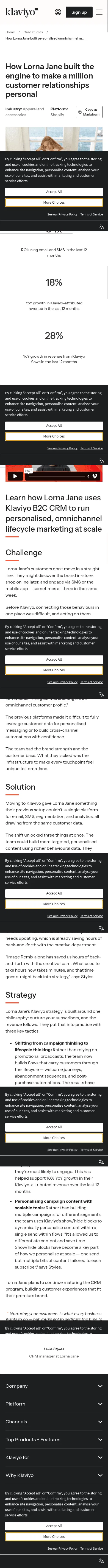 klaviyo.com/au/customers/case-studies/lorna-jane on mobile, full screenshot