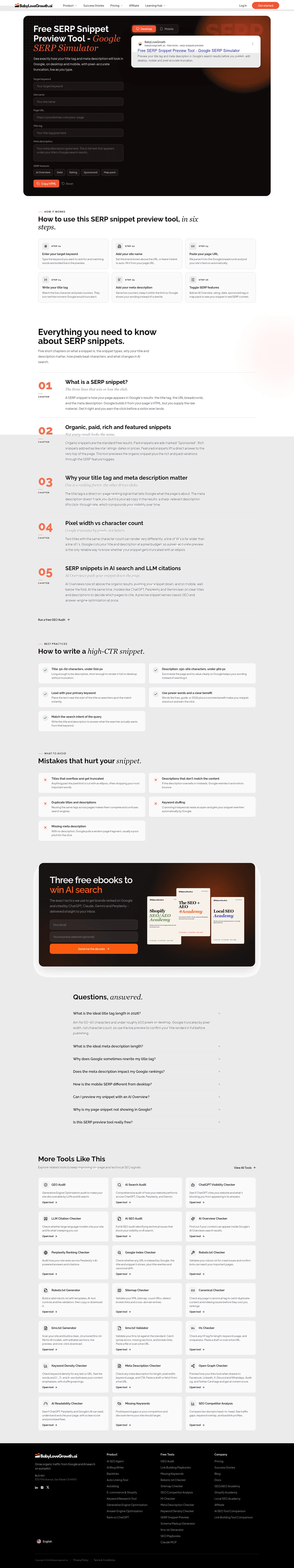 babylovegrowth.ai/en/free-tools/serp-snippet-preview on desktop