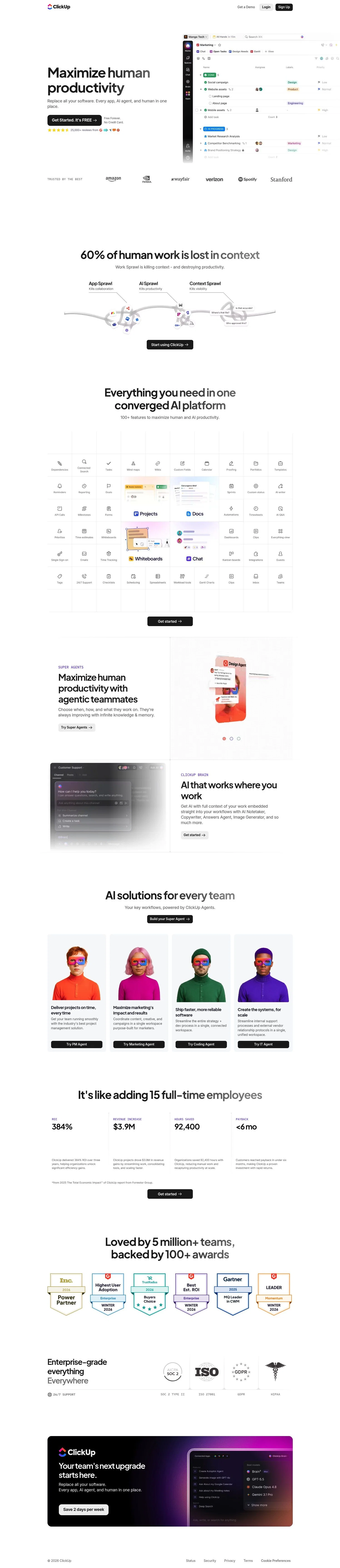 ClickUp landing page