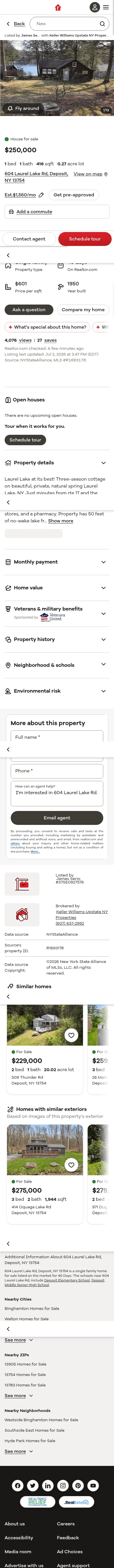 realtor.com/realestateandhomes-detail/604-Laurel-Lake-Rd_Deposit_NY_13754_M40099-80143 on mobile, full screenshot