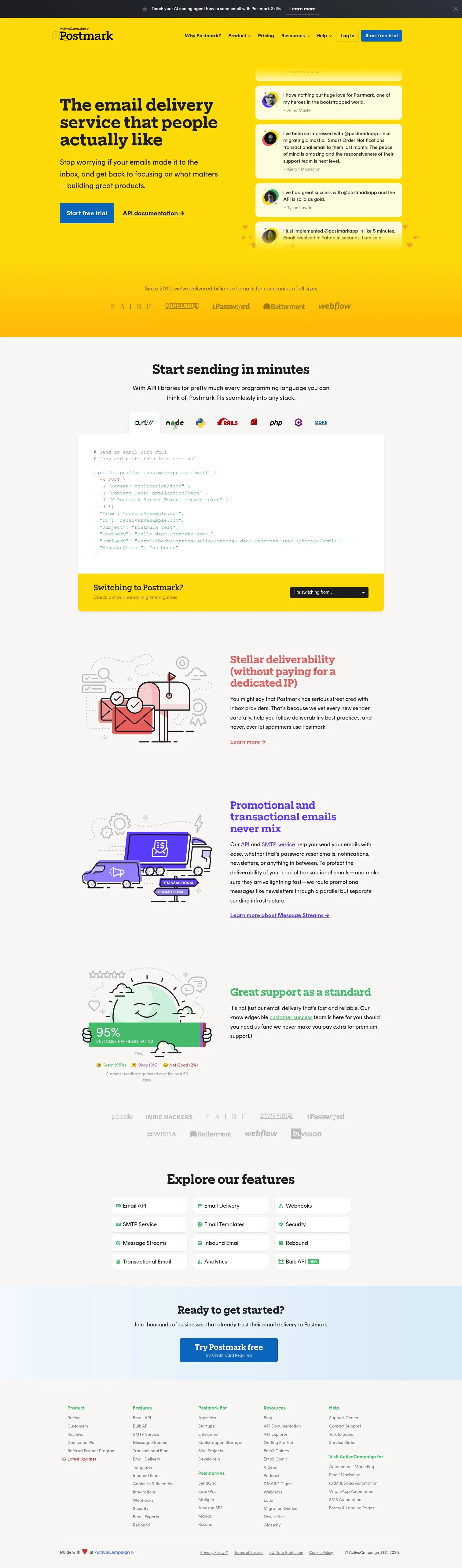 postmarkapp.com on desktop