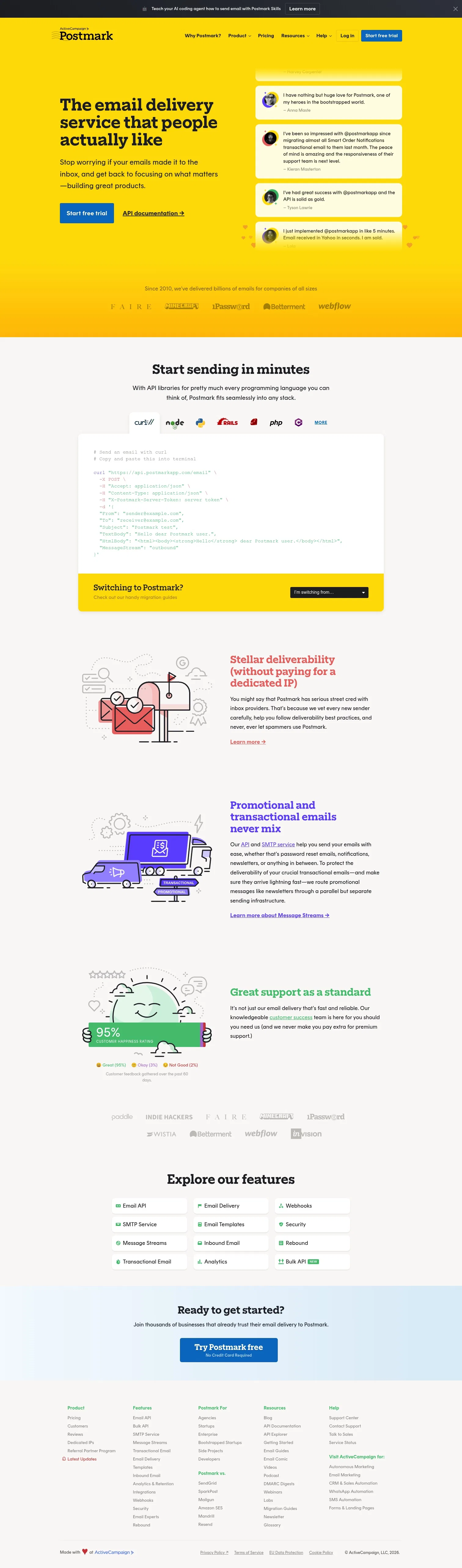 postmarkapp.com on desktop, full screenshot