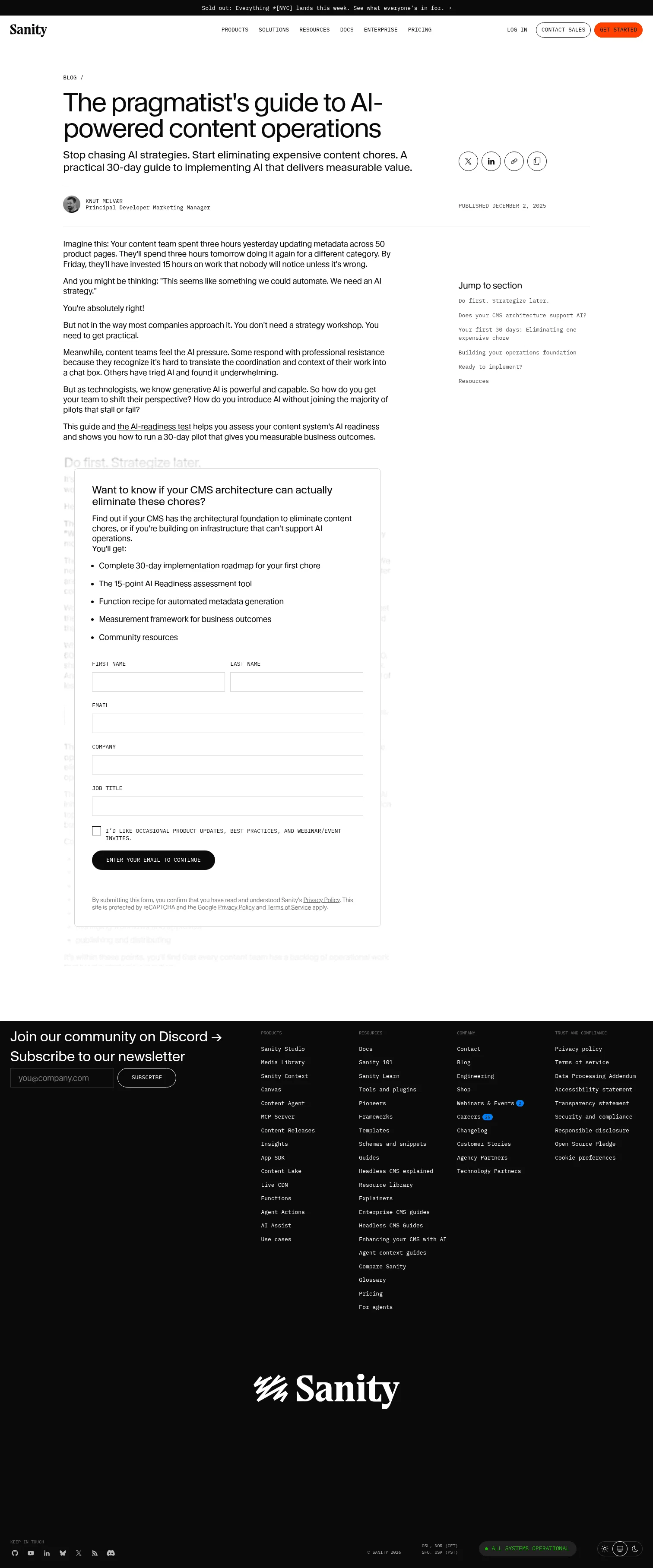 sanity.io/blog/the-pragmatists-guide-to-ai-powered-content-operations on desktop