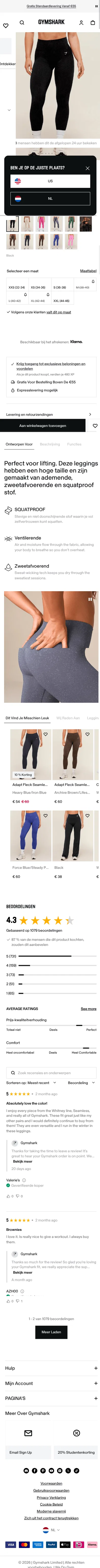 nl.checkout.gymshark.com/products/gymshark-adapt-fleck-seamless-leggings-mineral-black-aw21 on mobile, full screenshot