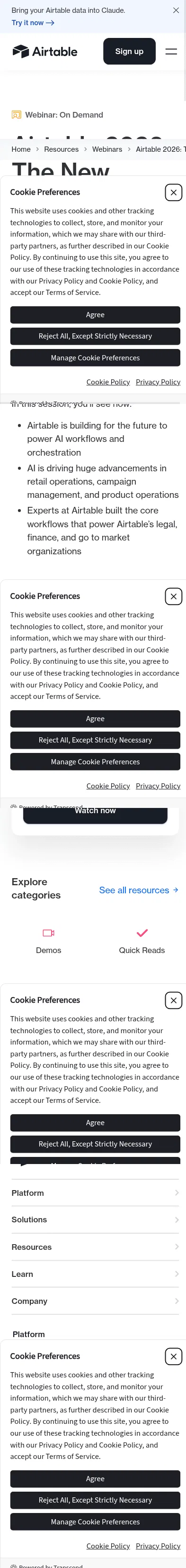 airtable.com/lp/resources/webinars/airtable-2026-the-new-playbook on mobile, full screenshot