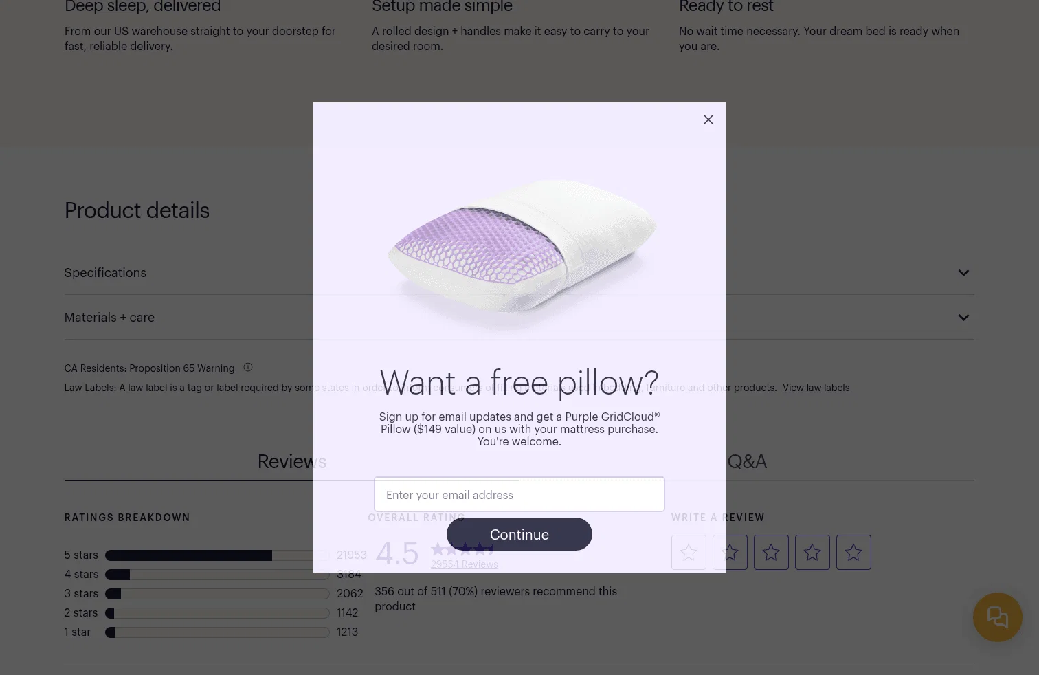 purple.com/mattresses/purple-bed on desktop