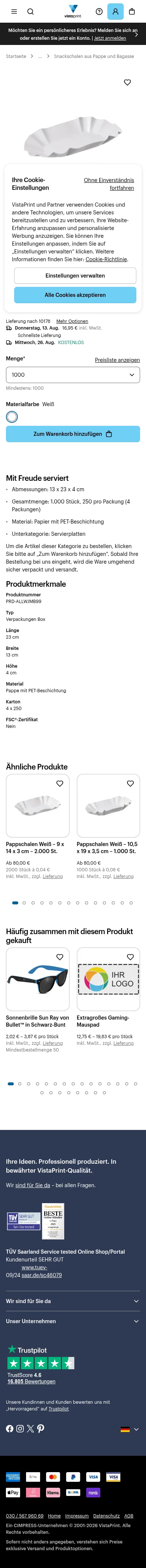 vistaprint.de/verpackungen/gastro-verpackungen/snackschalen-aus-pappe-und-bagasse/pappschalen-weiss-13-x-23-x-4-cm-1-000-st on mobile