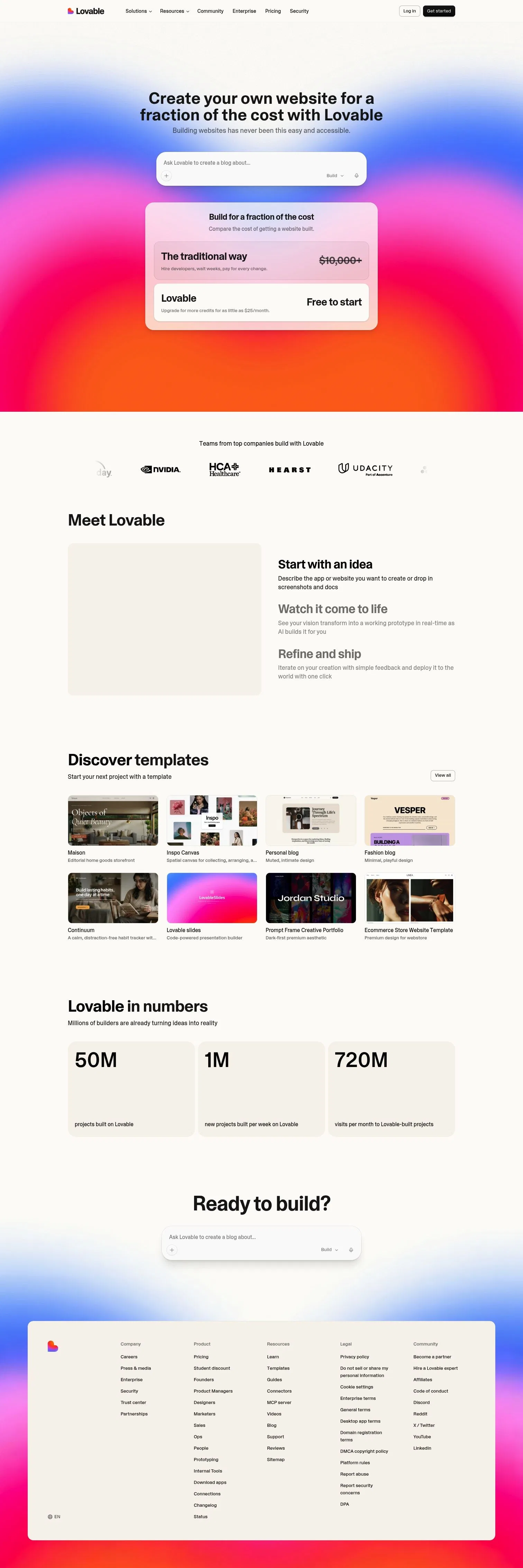 lovable.dev/meta-saving-resources on desktop, full screenshot