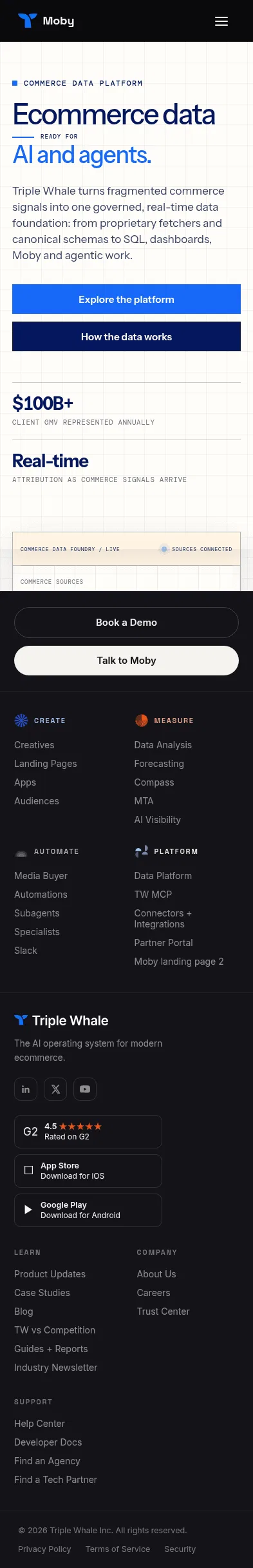 mobylibrary.com/data-platform on mobile, full screenshot
