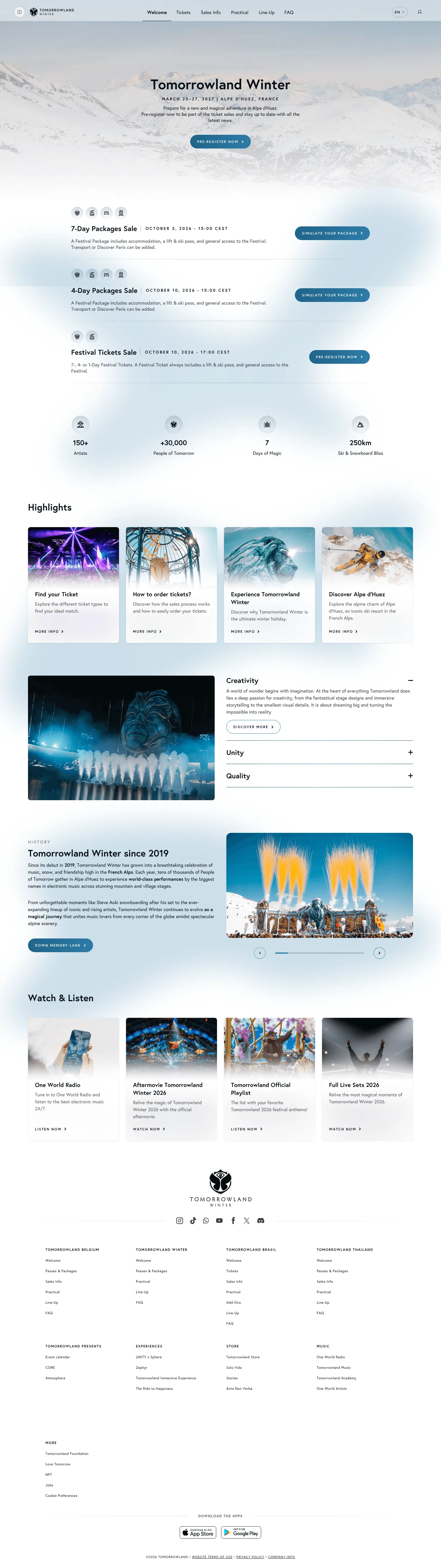 winter.tomorrowland.com on desktop, full screenshot