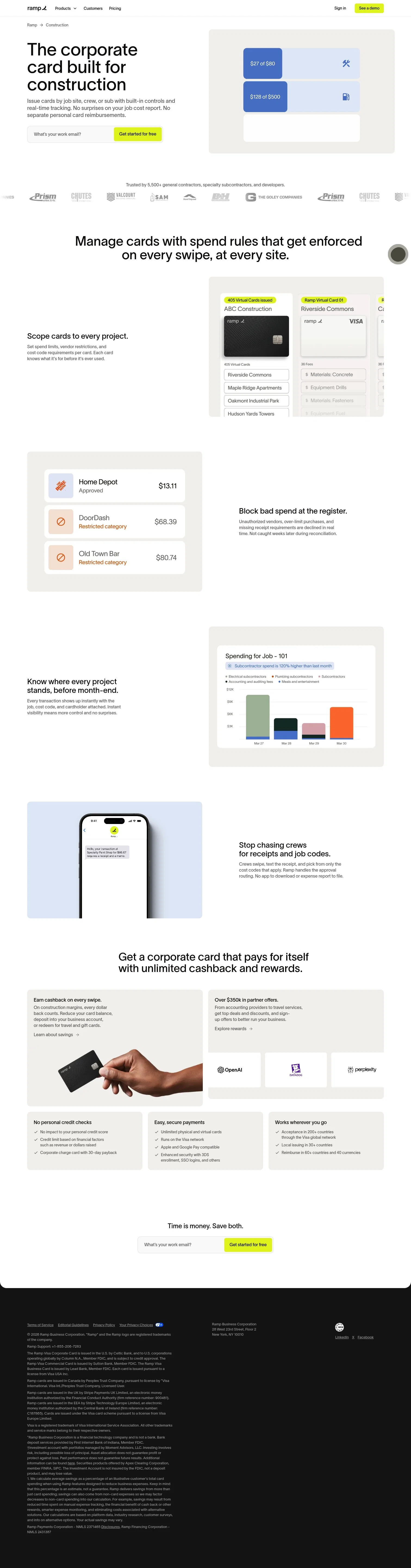 ramp.com/construction/corporate-cards on desktop