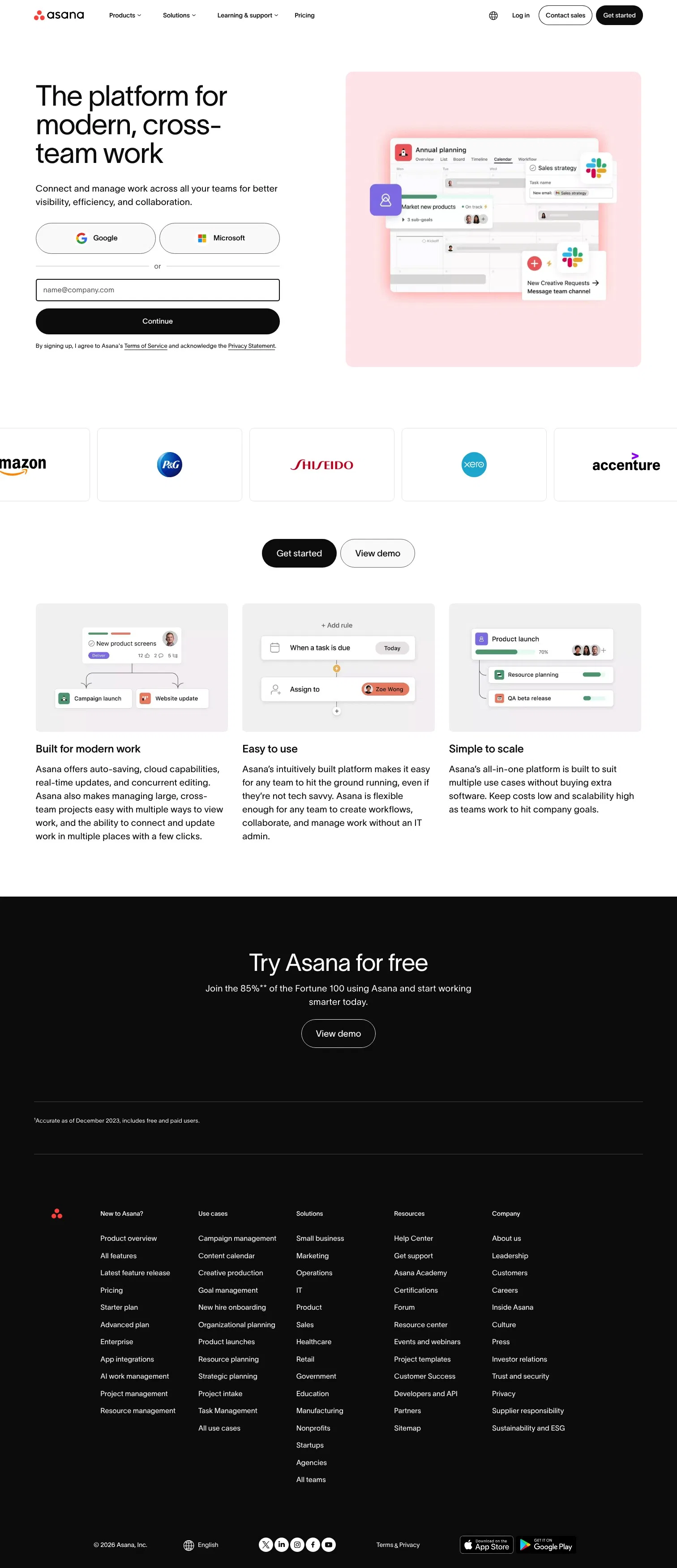 asana.com/campaign/try-asana on desktop, full screenshot