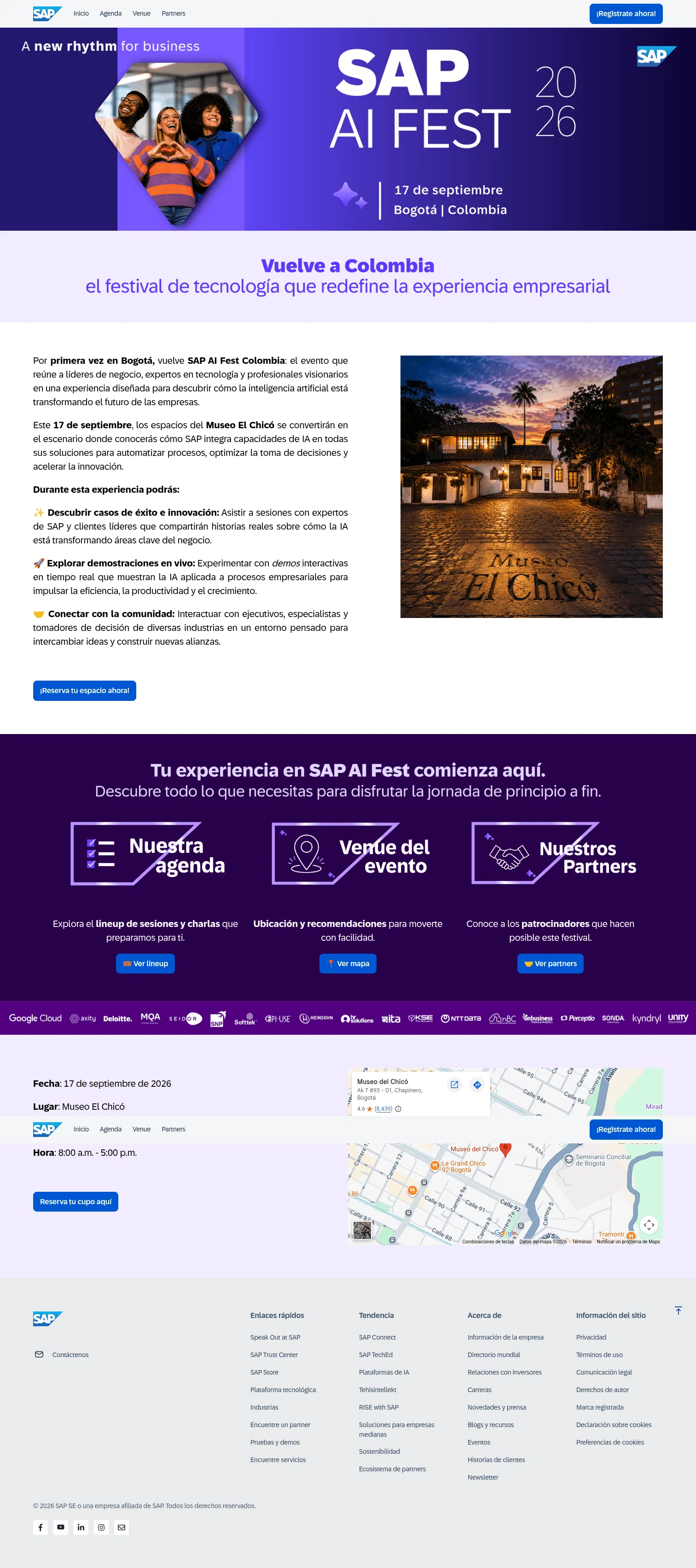 events.sap.com/co-sap-ai-fest-connect-day/es_co/home.html on desktop, full screenshot