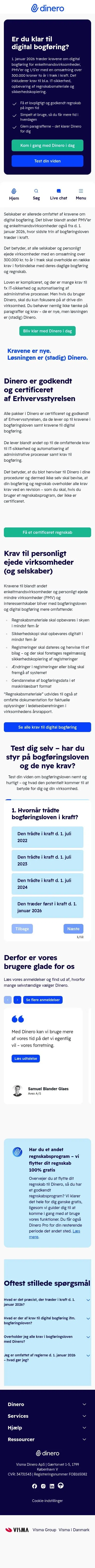 dinero.dk/bogfoeringslov-er-du-klar on mobile, full screenshot