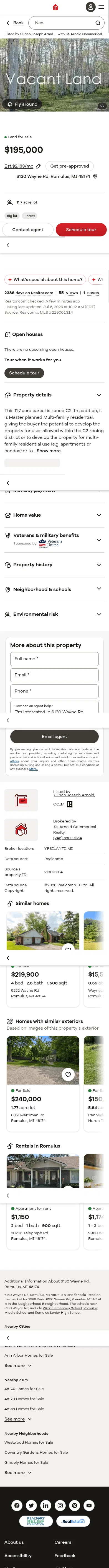 realtor.com/realestateandhomes-detail/6130-Wayne-Rd_Romulus_MI_48174_M44110-59542 on mobile, full screenshot