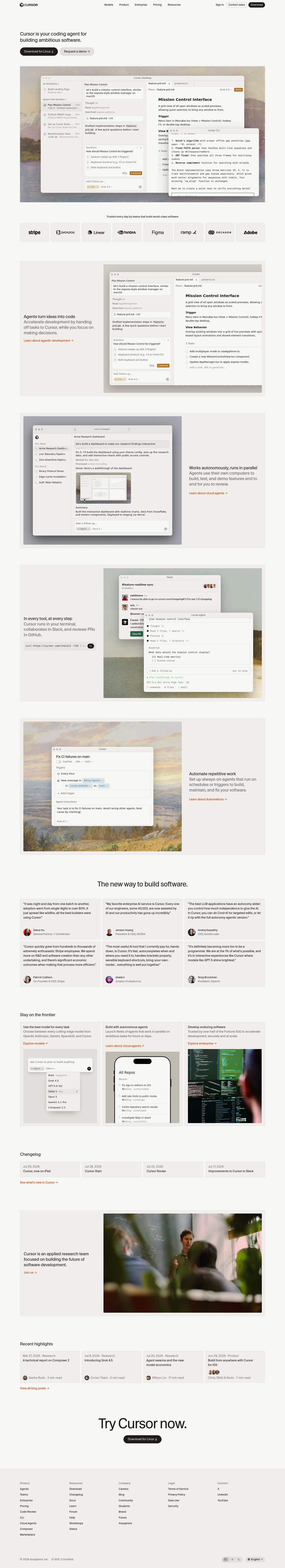cursor.com on desktop