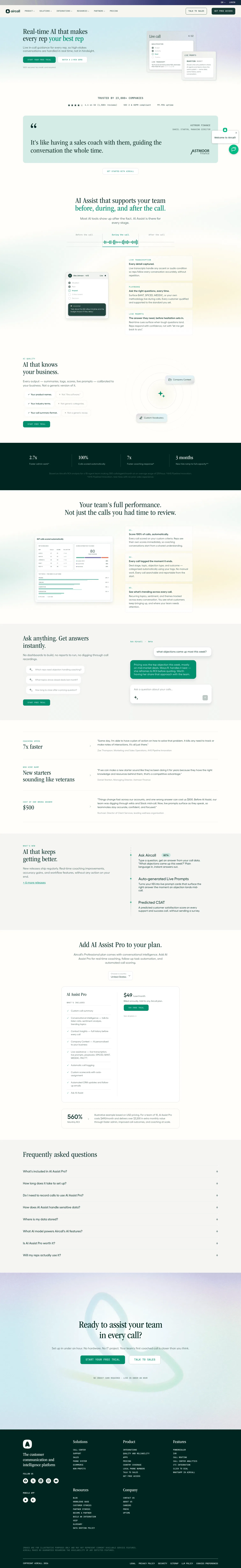 aircall.io/products/ai on desktop, full screenshot