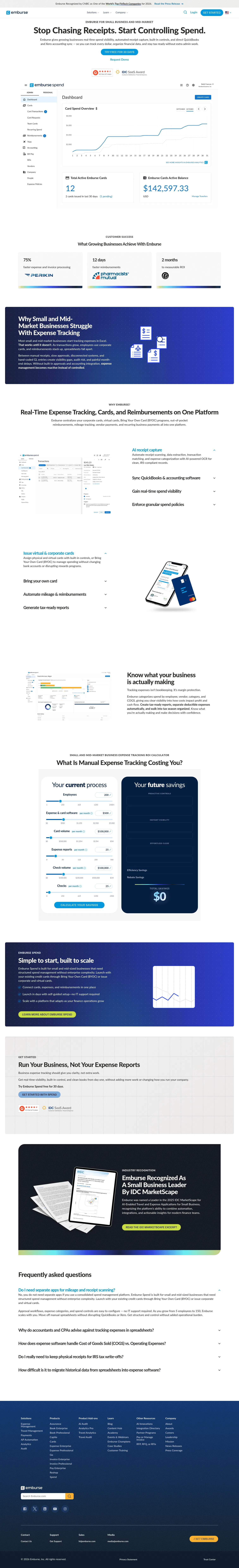 emburse.com/small-business on desktop, full screenshot